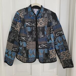 Vintage Tapestry Blazer Jacket Womens Medium Boho Office‎ Career Artsy Pockets